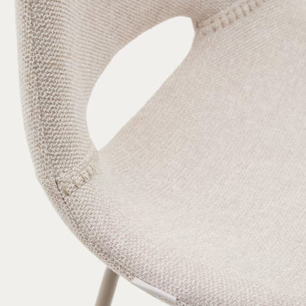 Banco alto Zahara bege e aço com acabamento bege altura 65 cm FSC 100%