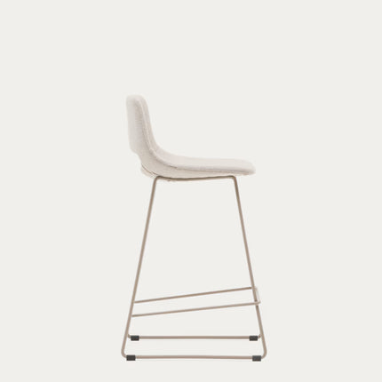 Banco alto Zahara bege e aço com acabamento bege altura 65 cm FSC 100%