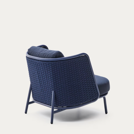 Poltrona de exterior Sedalis em alumínio e corda azul