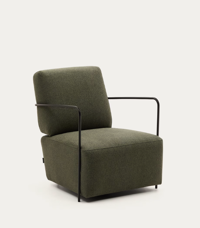 Poltrona Gamer verde e metal com acabamento pintado preto mate