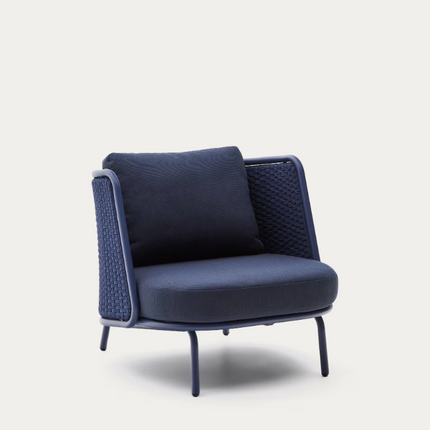 Poltrona de exterior Sedalis em alumínio e corda azul