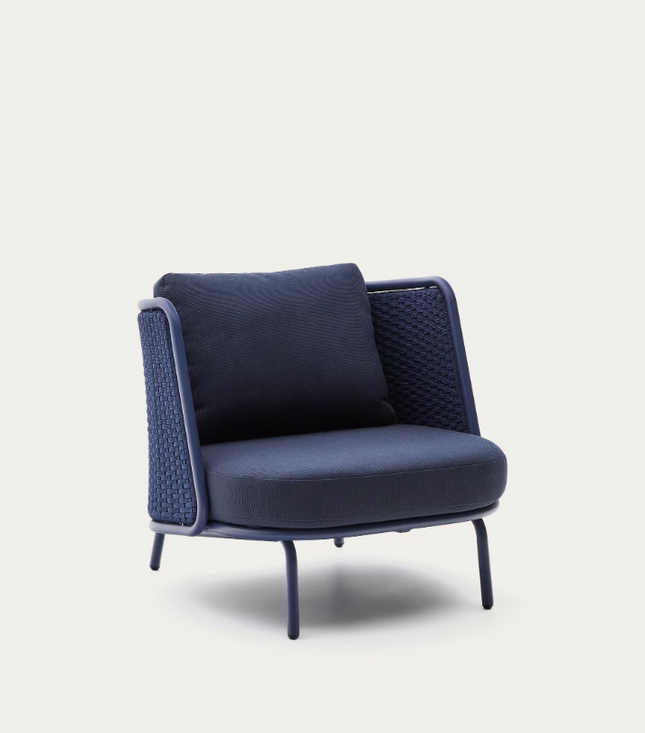 Poltrona de exterior Sedalis em alumínio e corda azul