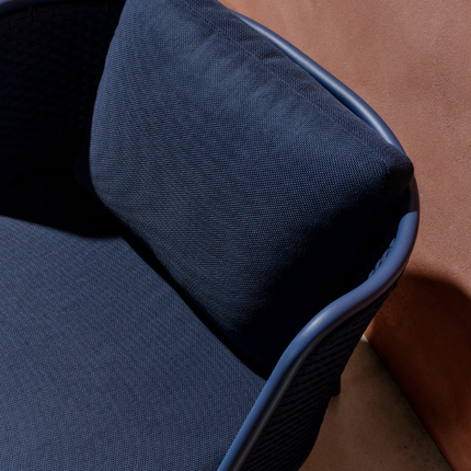 Poltrona de exterior Sedalis em alumínio e corda azul
