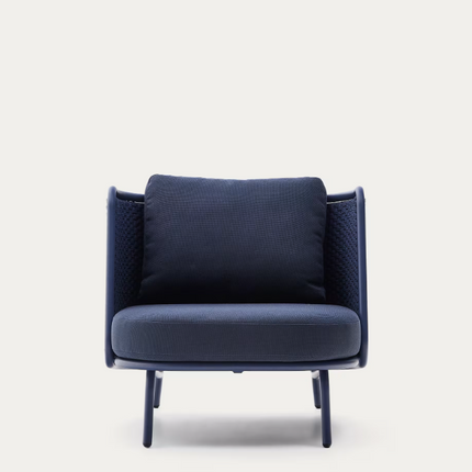 Poltrona de exterior Sedalis em alumínio e corda azul