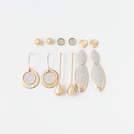 Conjunto de brincos de purpurina