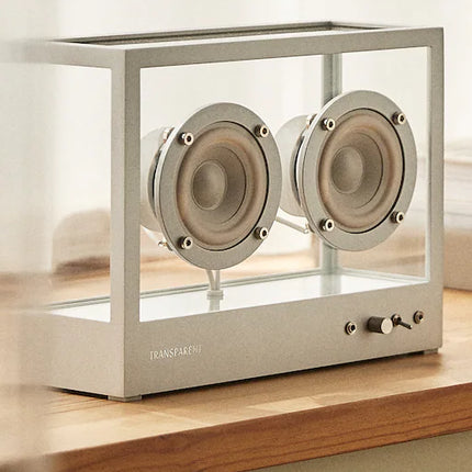 COLUNA VIDRO ALUMÍNIO SMALL TRANSPARENT SPEAKER