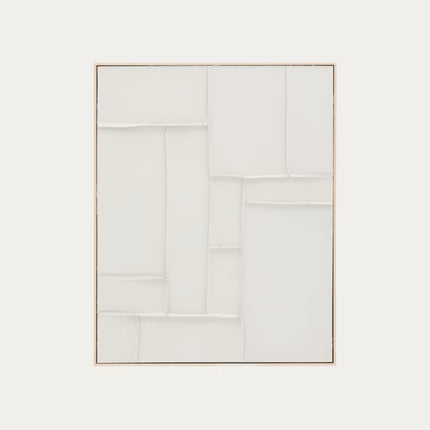 Quadro Klis de linho com formas geométricas branco 80 x 100 cm