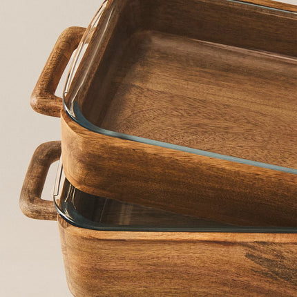 Travessa Forno Vidro e Madeira de Mangueira