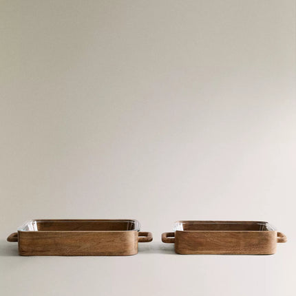 Travessa Forno Vidro e Madeira de Mangueira