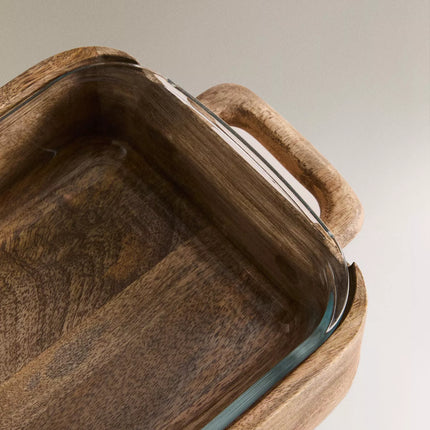 Travessa Forno Vidro e Madeira de Mangueira