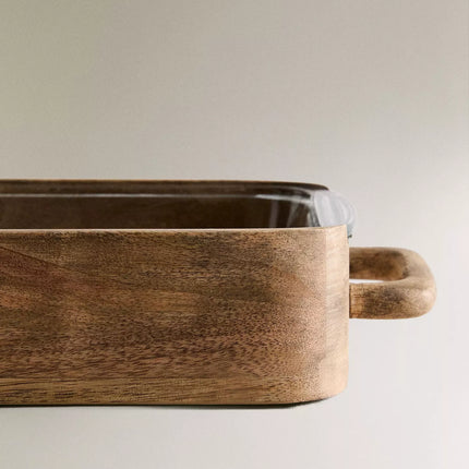 Travessa Forno Vidro e Madeira de Mangueira