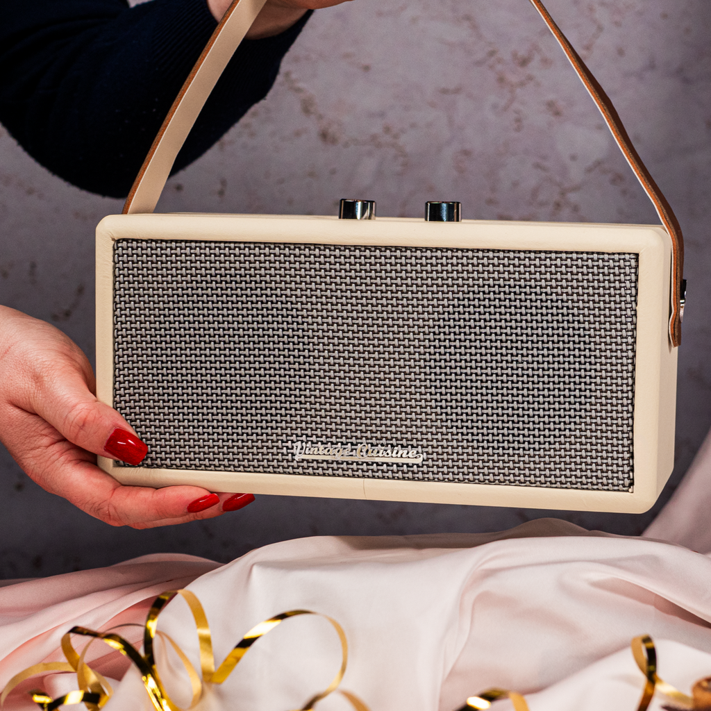 Coluna portátil bluetooth com Alça Vintage Cuisine