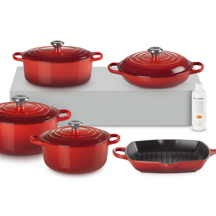 Set essencial com 5 peças em ferro fundido e um detergente