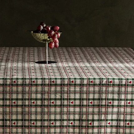 TOALHA DE MESA ALGODÃO CORAÇÕES NATAL