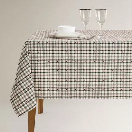 TOALHA DE MESA ALGODÃO CORAÇÕES NATAL