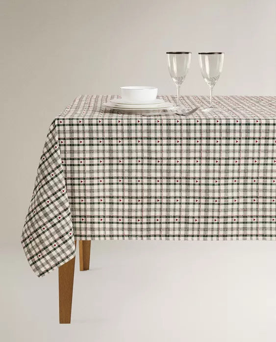 TOALHA DE MESA ALGODÃO CORAÇÕES NATAL