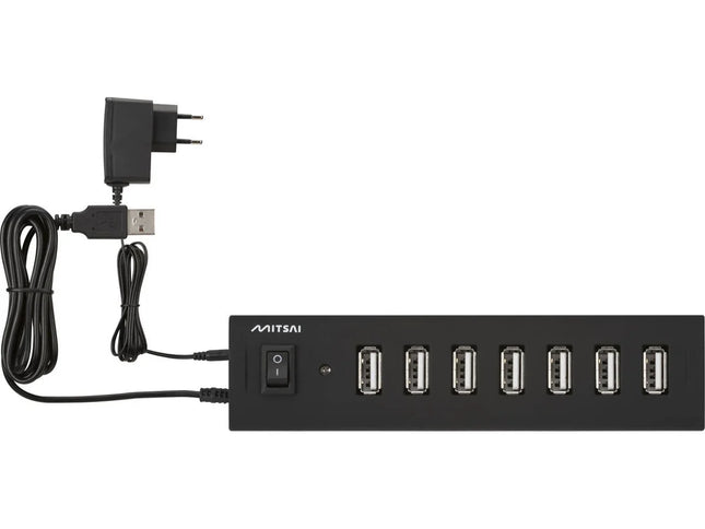 Hub MITSAI H500 (USB 2.0 - 7 Portas - Preto)