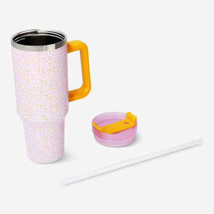 Copo multicolorido com tampa e palhinha - 1,2 L