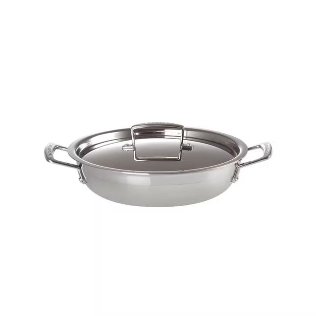 Caçarola baixa com tampa de aço inoxidável signature Le Creuset
