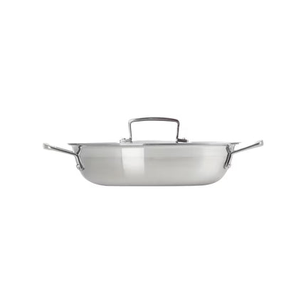 Caçarola baixa com tampa de aço inoxidável signature Le Creuset