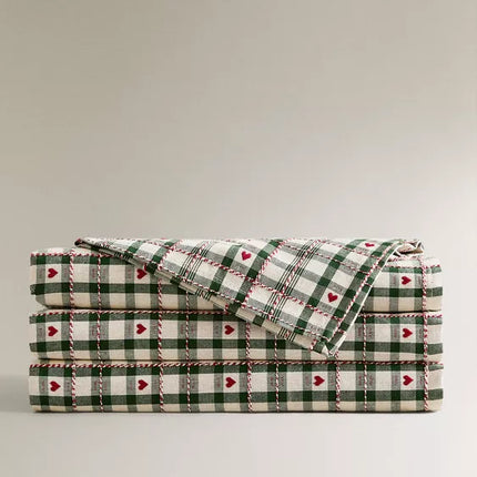 TOALHA DE MESA ALGODÃO CORAÇÕES NATAL