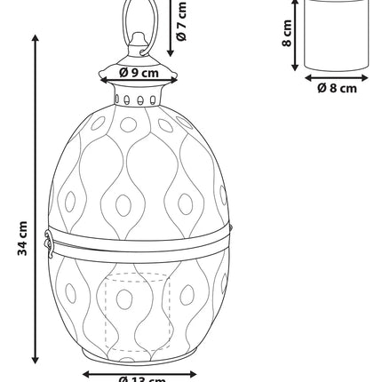 Lanterna AMORGOS Metal 34 cm Dourado