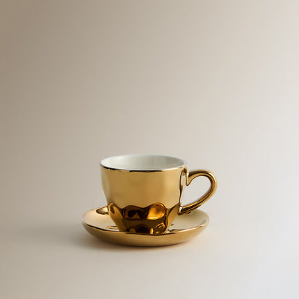 Conjunto de 2 Chávenas de Chá com Prato Organic - Dourado