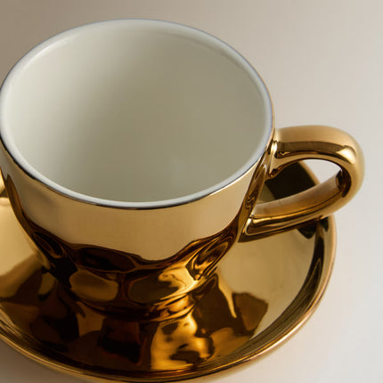 Conjunto de 2 Chávenas de Chá com Prato Organic - Dourado