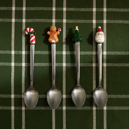 Conjunto de 4 Colheres de Sobremesa Pai Natal