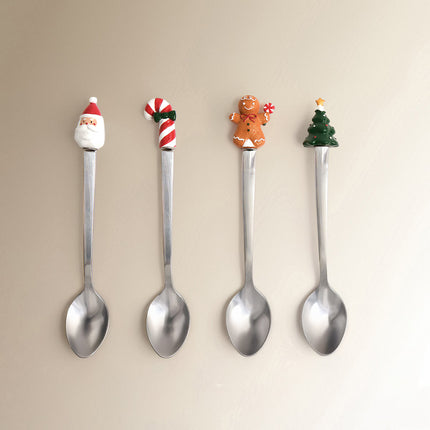 Conjunto de 4 Colheres de Sobremesa Pai Natal