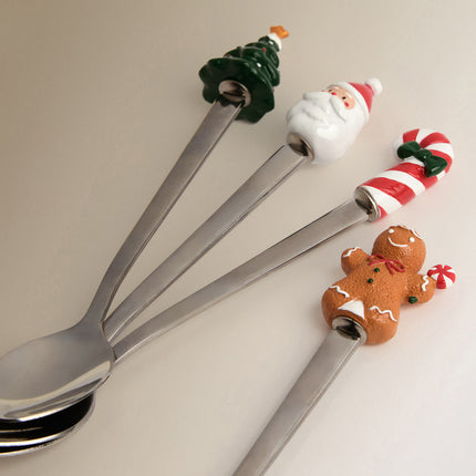 Conjunto de 4 Colheres de Sobremesa Pai Natal