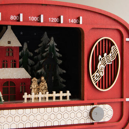 Figura de rádio vintage de madeira com 5 luzes LED Natal