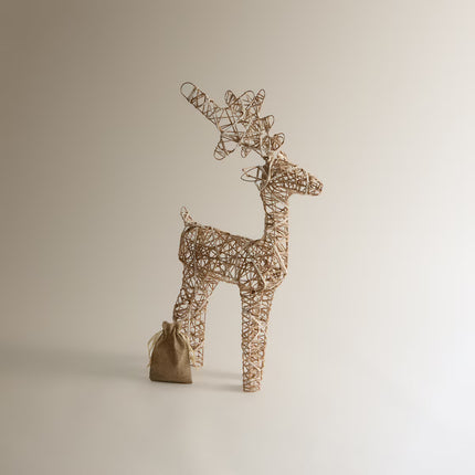 Figura Rena de Pé em Fibra com 35 Luzes LED Natal