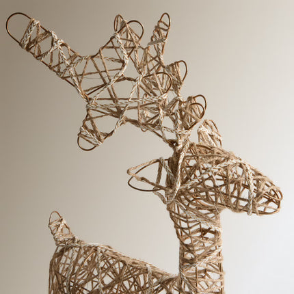 Figura Rena de Pé em Fibra com 35 Luzes LED Natal