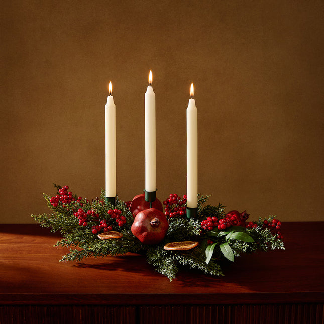 Centro de Mesa com Porta-Velas Frutas Natal