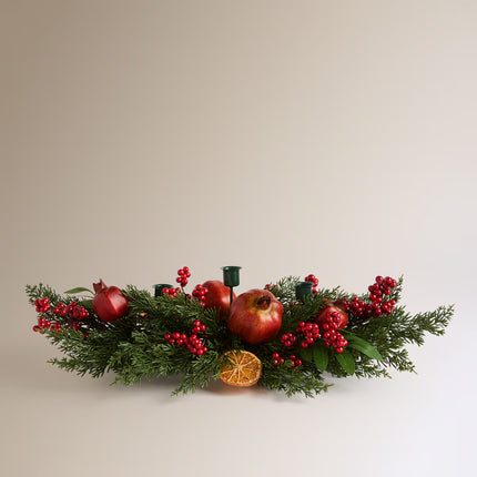 Centro de Mesa com Porta-Velas Frutas Natal