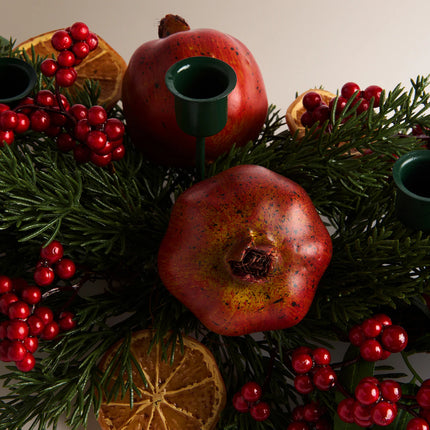 Centro de Mesa com Porta-Velas Frutas Natal