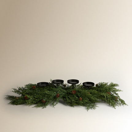 Centro de Mesa com Porta-Velas Cipreste e Pinhas Natal