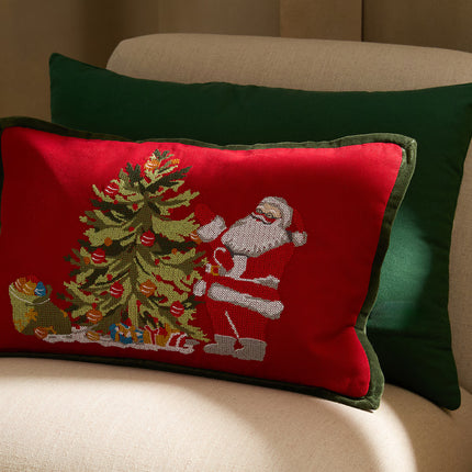 Almofada Decorativa Retangular com Bordado Pai Natal