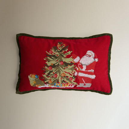 Almofada Decorativa Retangular com Bordado Pai Natal